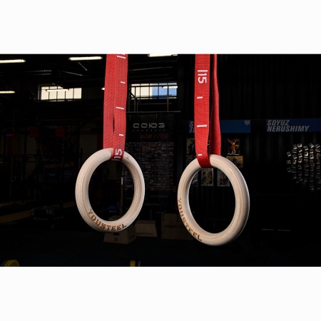 Купить Кольца гимнастические 32 мм красные стропы в Котельниках 